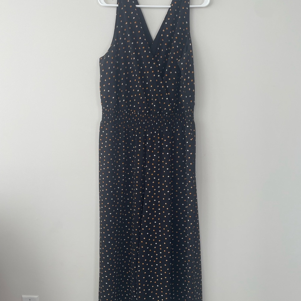Black Sleeveless Wide Leg Jumpsuit with V-neck for Cocktail